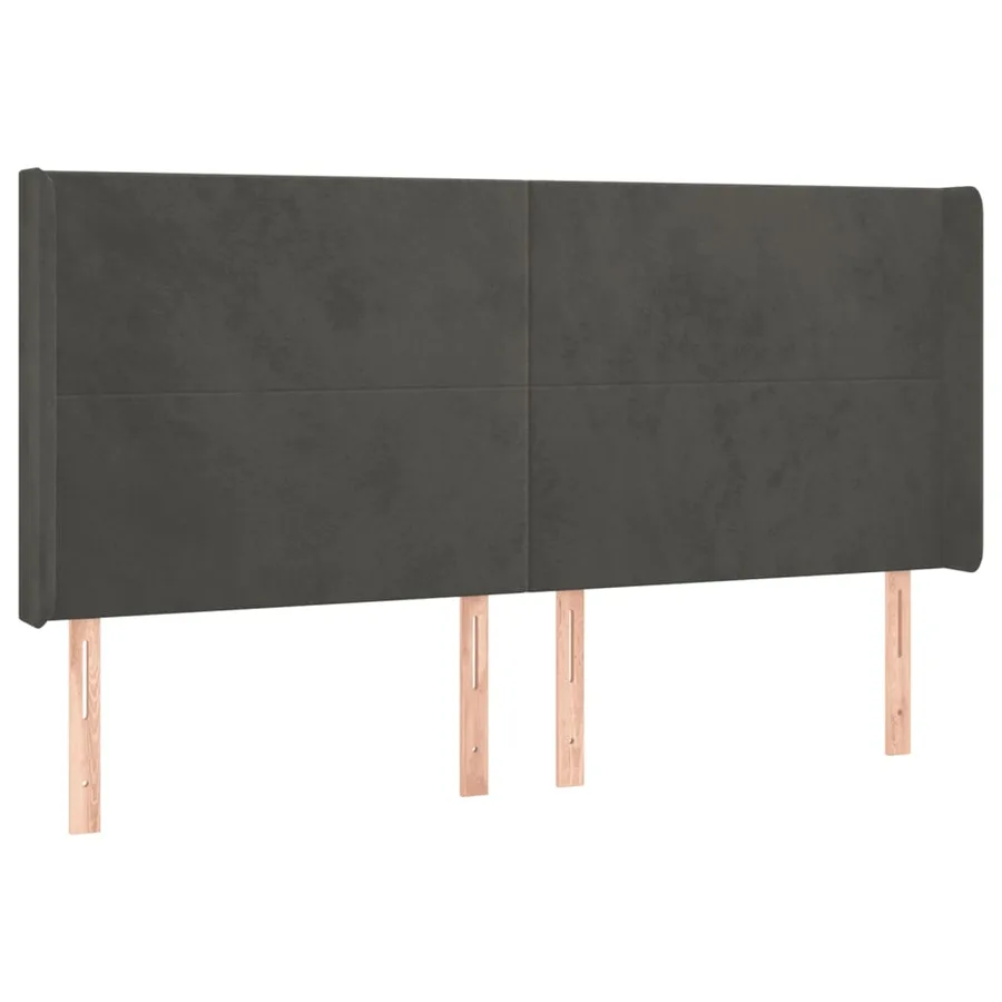 Tête de lit à LED Gris foncé 163x16x118/128 cm Velours - 3