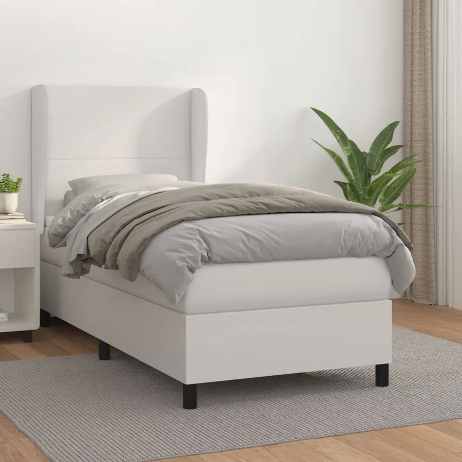 Sommier à lattes de lit avec matelas Blanc 80x200 cm Similicuir