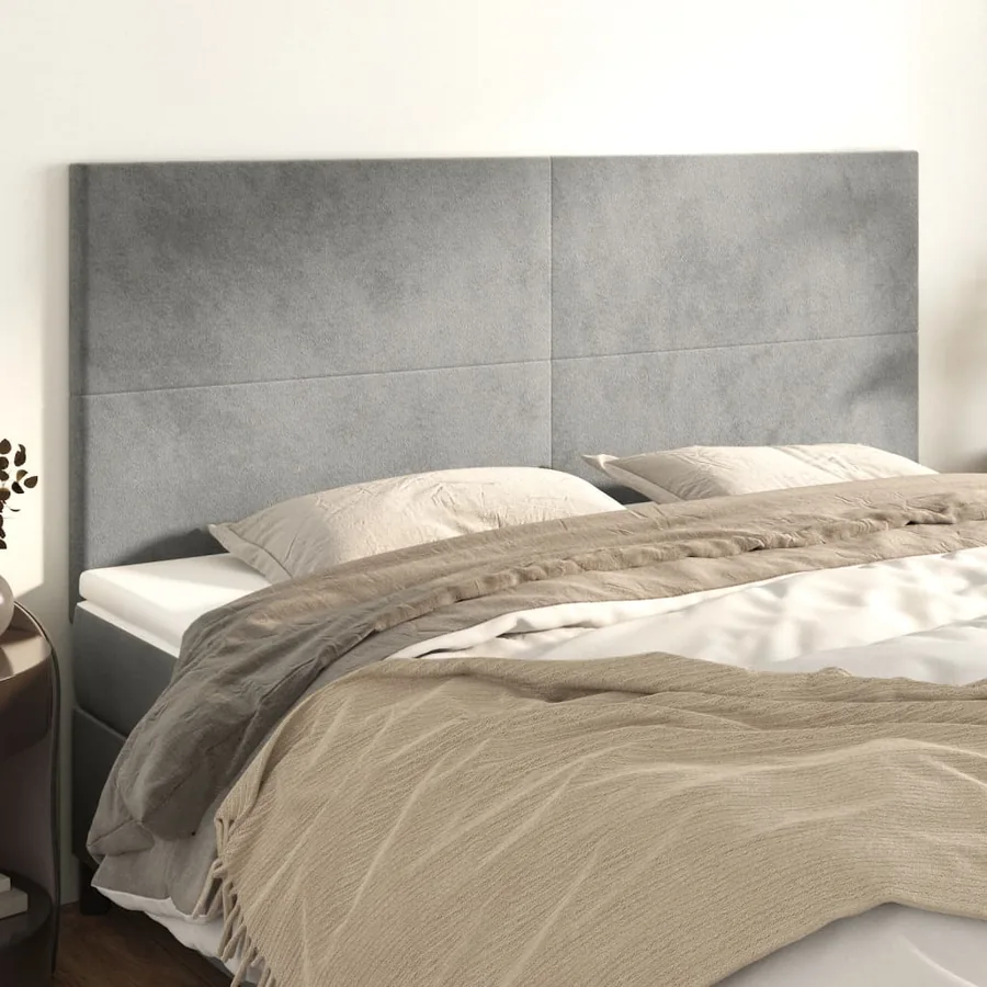 Tête de lit Gris clair 160x5x118/128 cm Velours