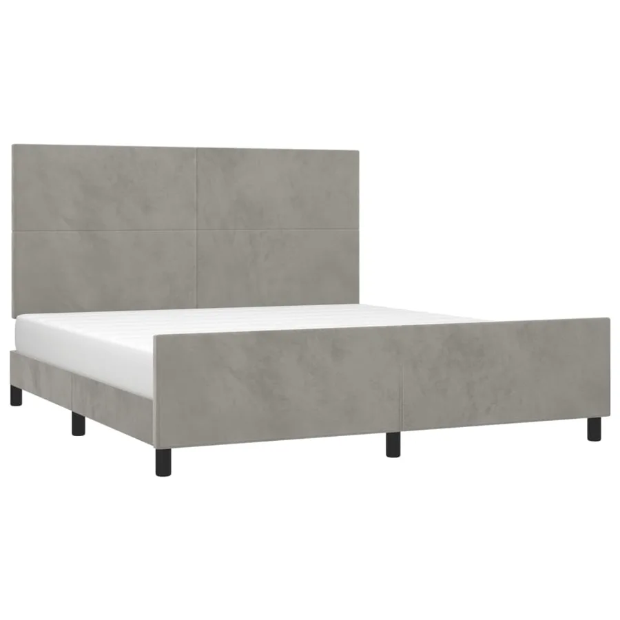 Cadre de lit sans matelas gris clair 160x200 cm velours - 3