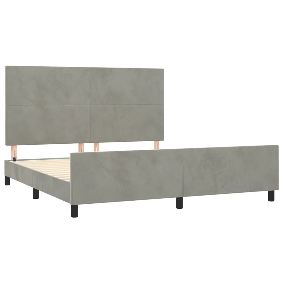 Cadre de lit sans matelas gris clair 160x200 cm velours - 4