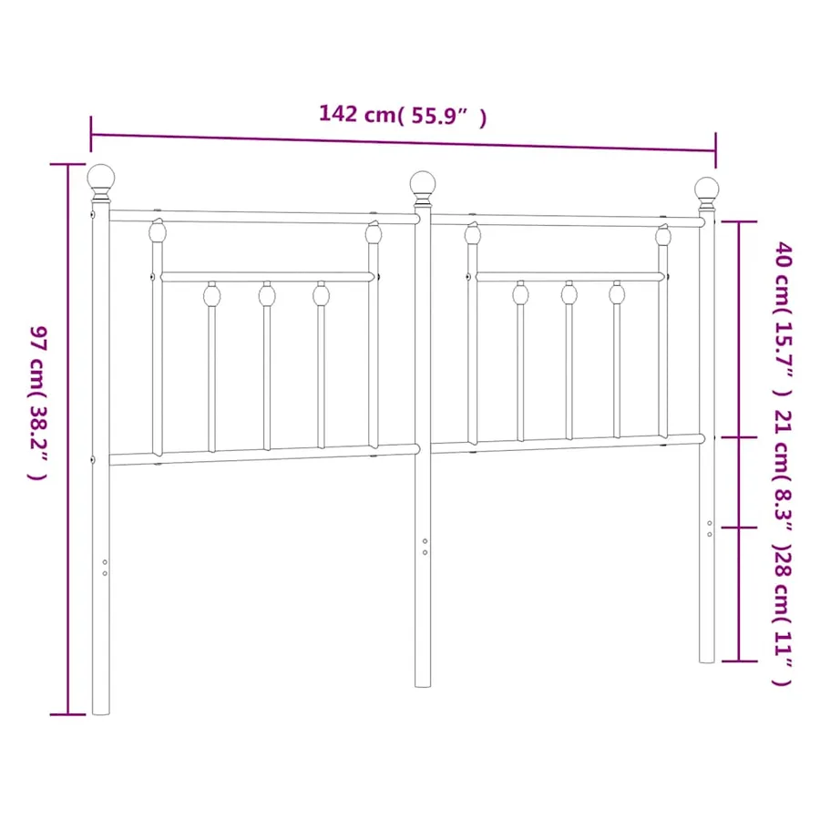 Tête de lit de remplacement métal noir 135 cm - 7