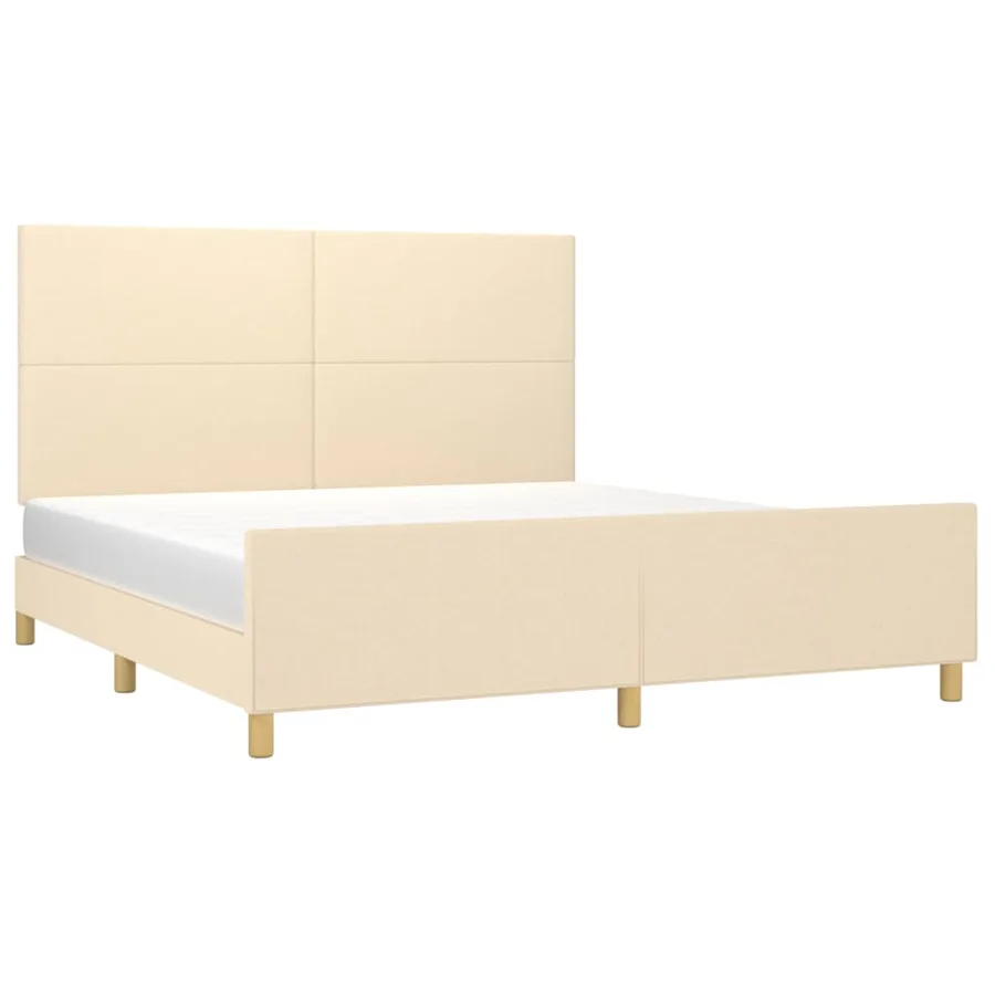 Cadre de lit sans matelas crème 160x200 cm tissu - 3