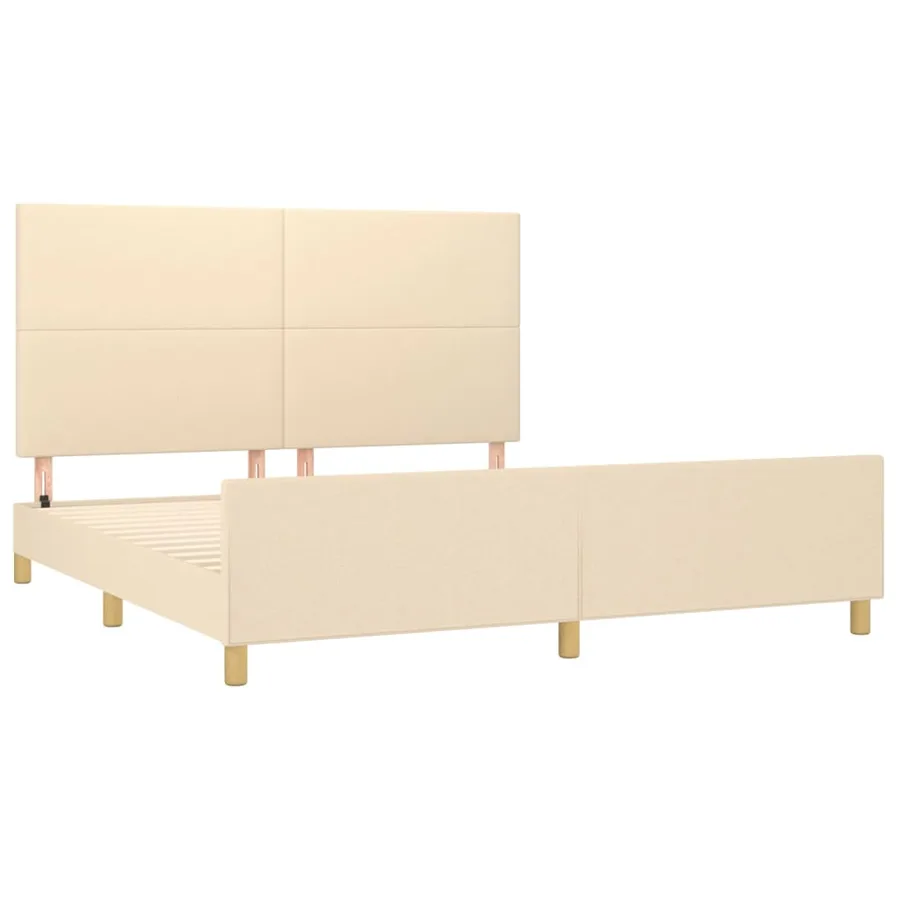 Cadre de lit sans matelas crème 160x200 cm tissu - 4