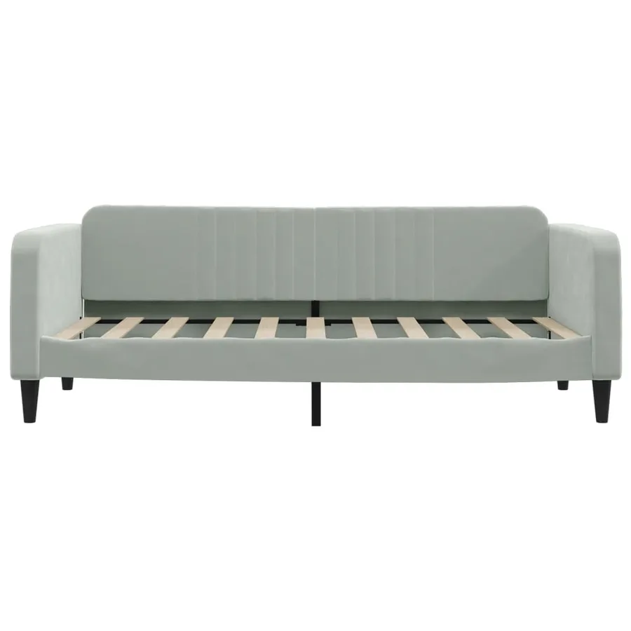 Lit de jour avec lit gigogne gris clair 90x190 cm velours - 7