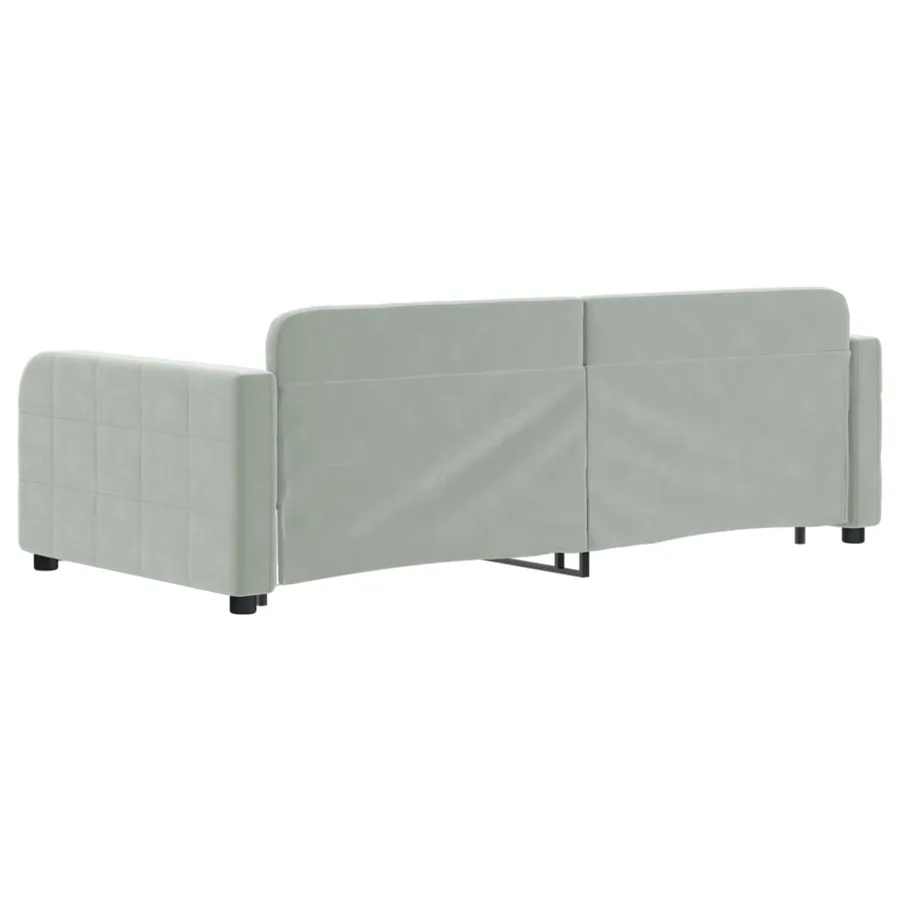 Lit de jour avec lit gigogne gris clair 90x190 cm velours - 5