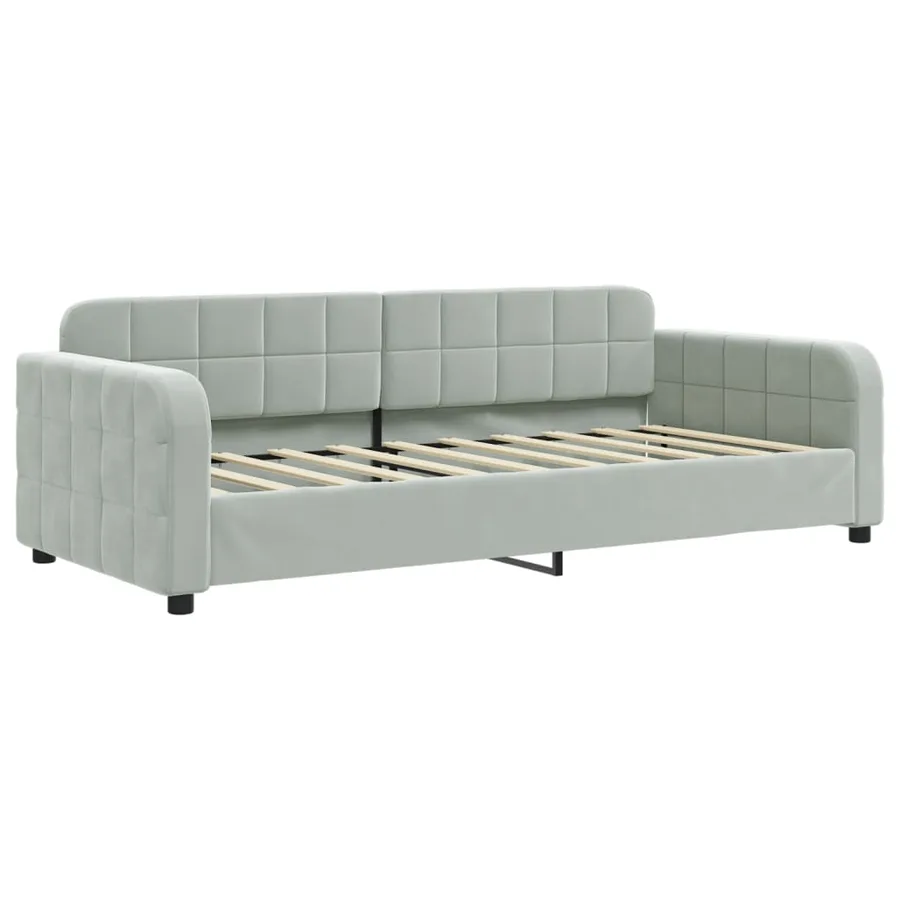 Lit de jour avec lit gigogne gris clair 90x190 cm velours - 6