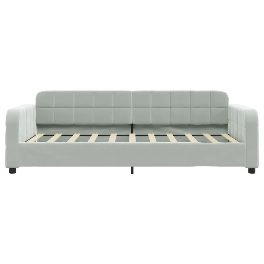 Lit de jour avec lit gigogne gris clair 90x190 cm velours - 7