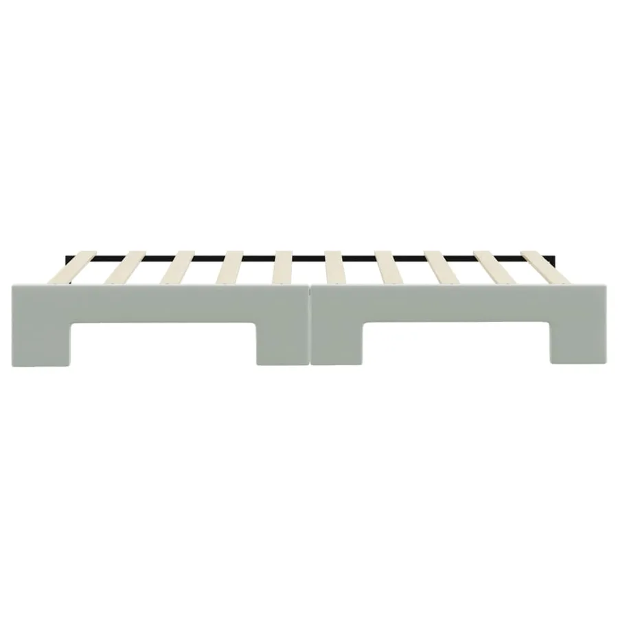 Lit de jour avec lit gigogne gris clair 90x190 cm velours - 9