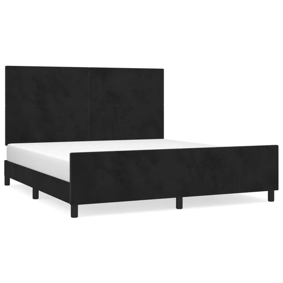 Cadre de lit sans matelas noir 160x200 cm velours - 2