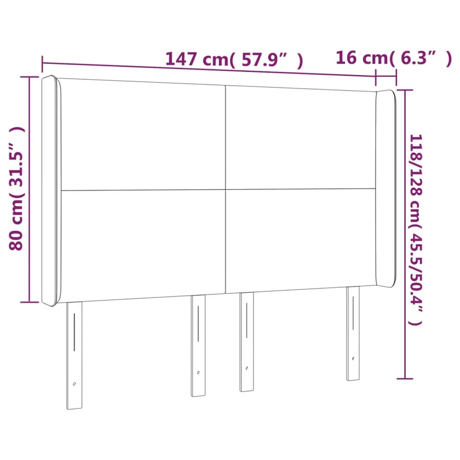 Tête de lit à LED Gris clair 147x16x118/128 cm Velours - 6
