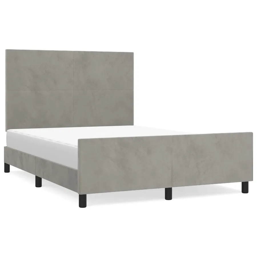 Cadre de lit sans matelas gris clair 140x190 cm velours - 2