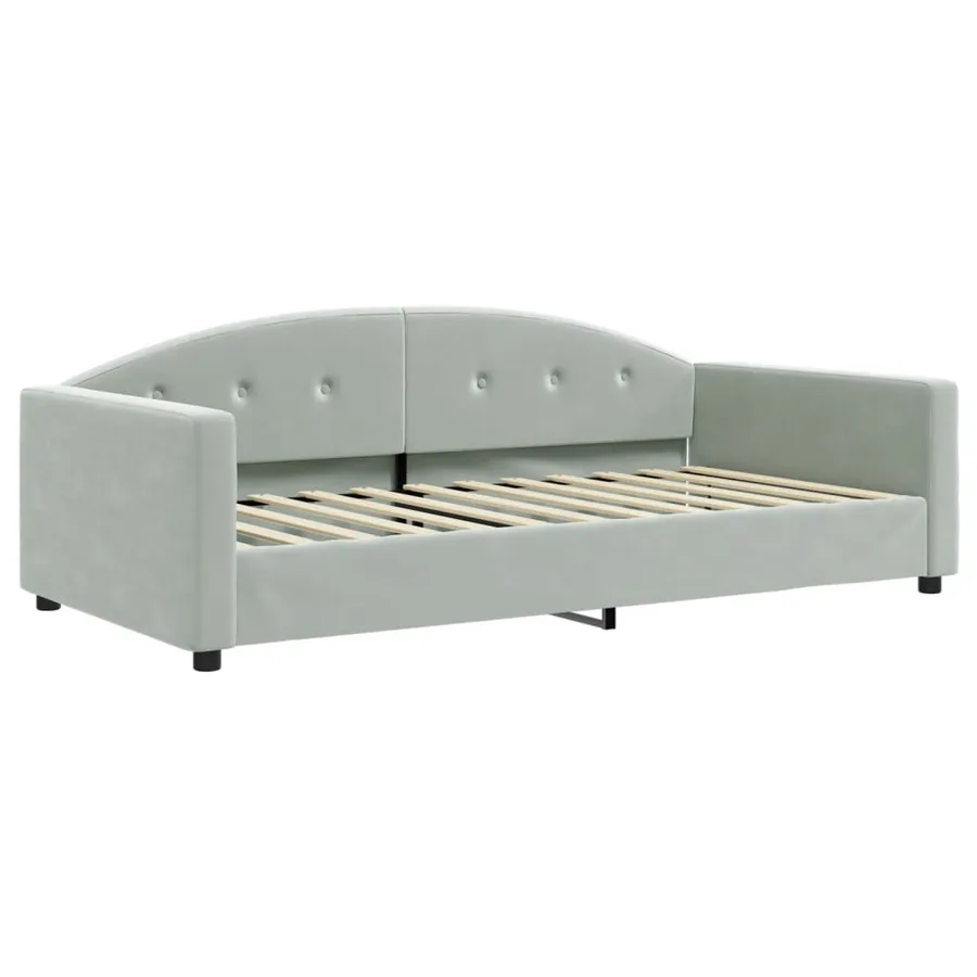 Lit de jour et gigogne et matelas gris clair 100x200 cm velours - 4