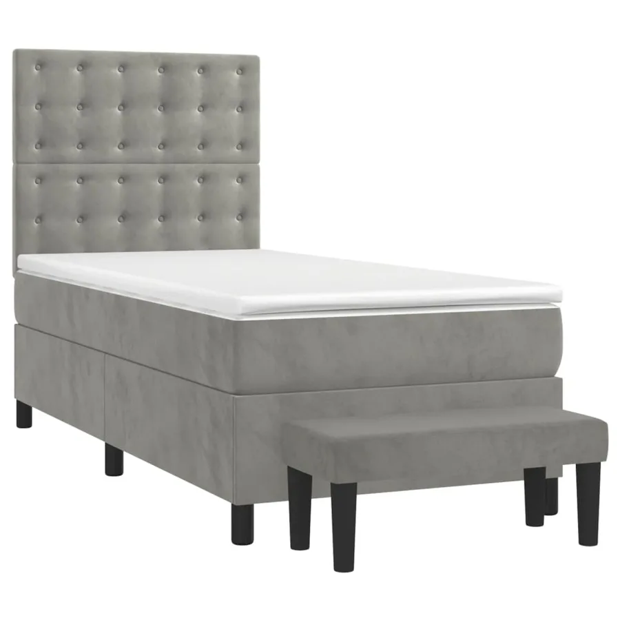 Sommier à lattes de lit et matelas Gris clair 100x200cm Velours - 3