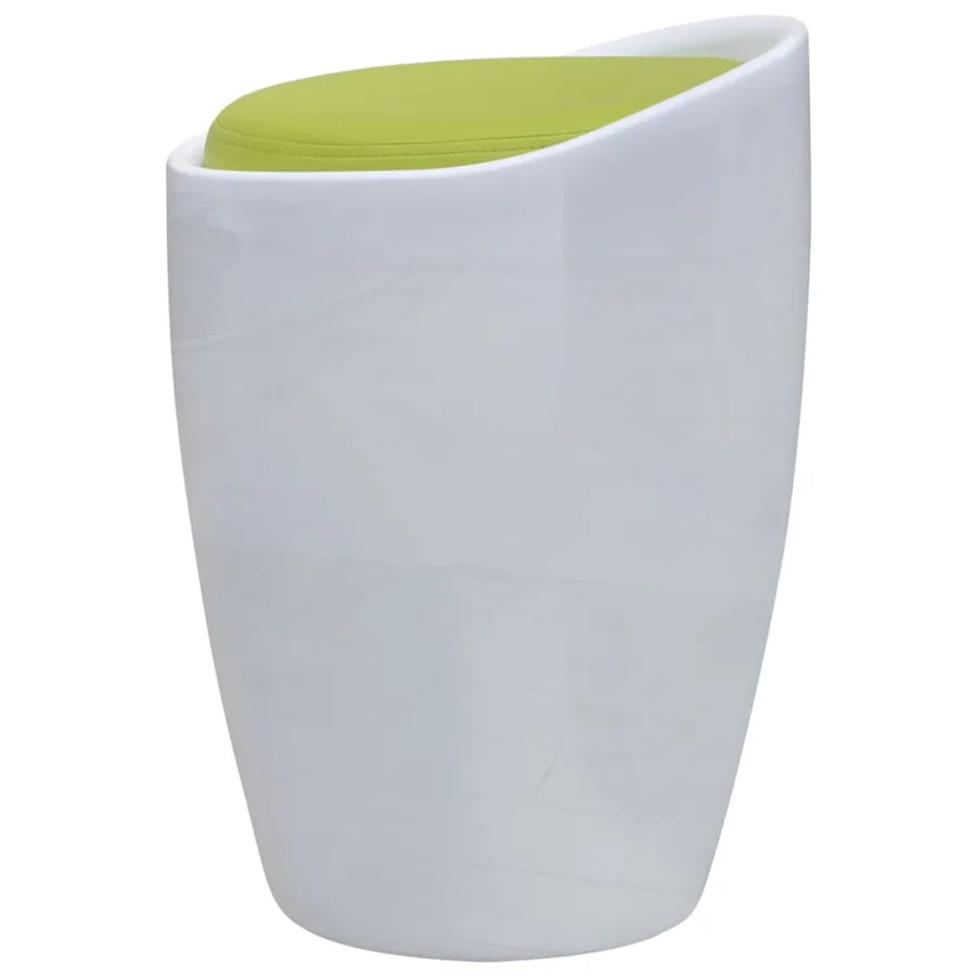 Tabouret Blanc et vert Similicuir - 2