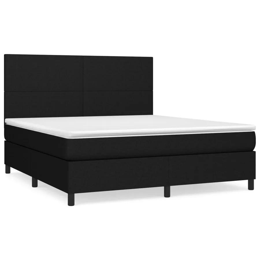 Sommier à lattes de lit avec matelas Noir 160x200 cm Tissu - 2