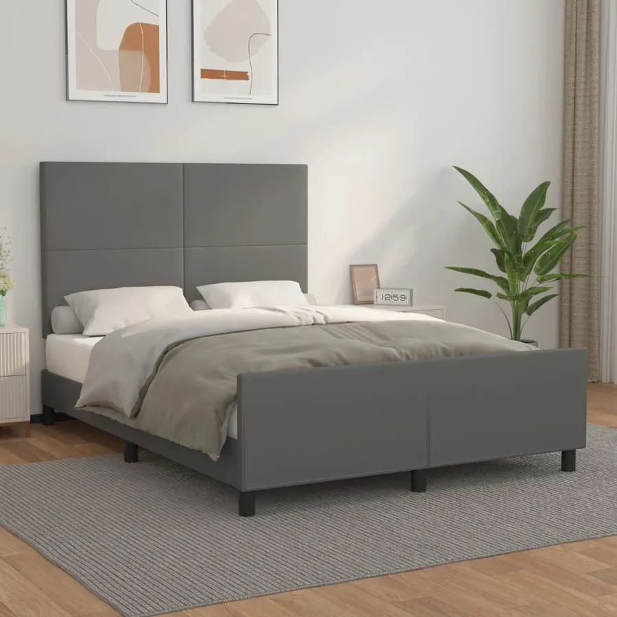 Cadre de lit sans matelas gris 140x190 cm similicuir