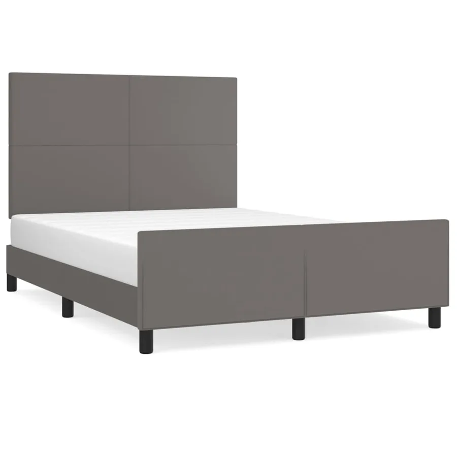 Cadre de lit sans matelas gris 140x190 cm similicuir - 2