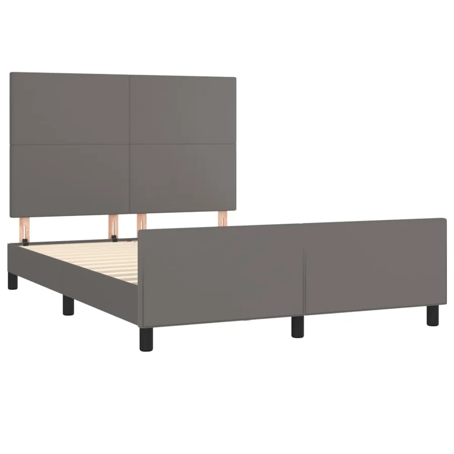 Cadre de lit sans matelas gris 140x190 cm similicuir - 4