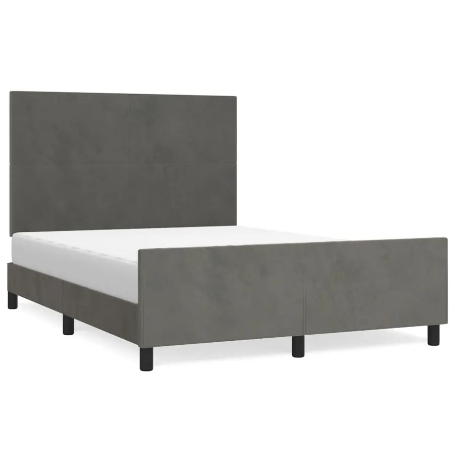 Cadre de lit sans matelas gris foncé 140x200 cm velours - 2