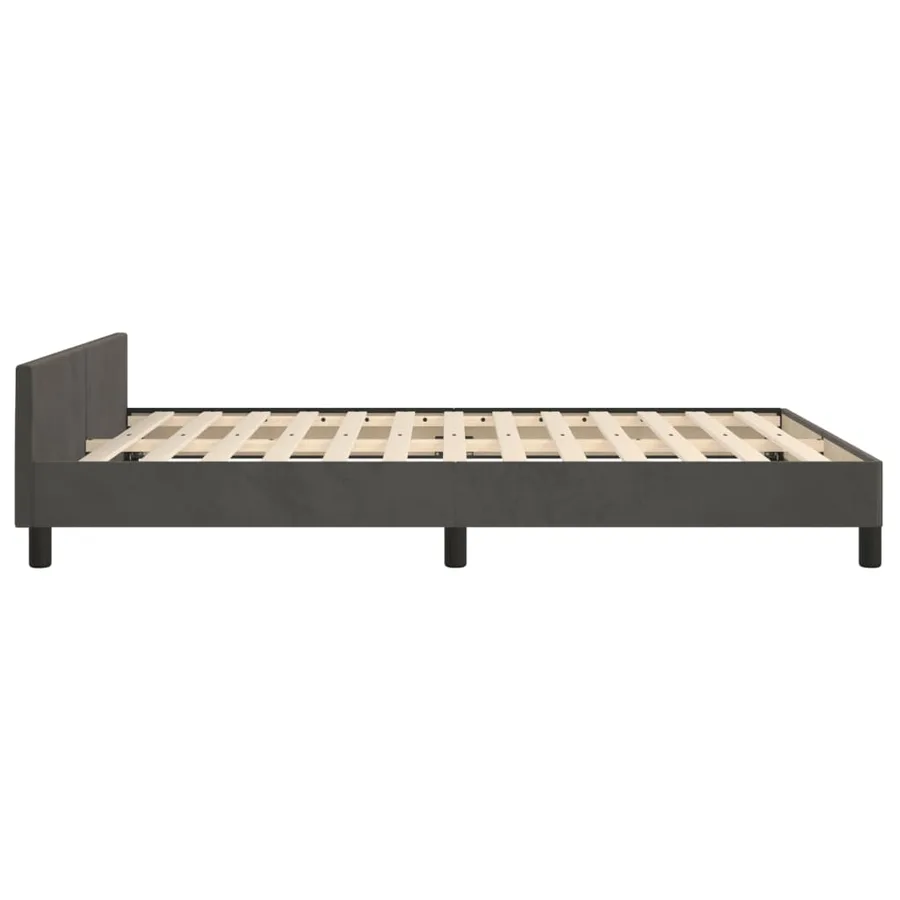 Cadre de lit sans matelas gris foncé 140x200 cm velours - 7