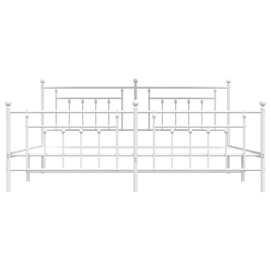 Cadre de lit métal sans matelas et pied de lit blanc 200x200 cm - 6