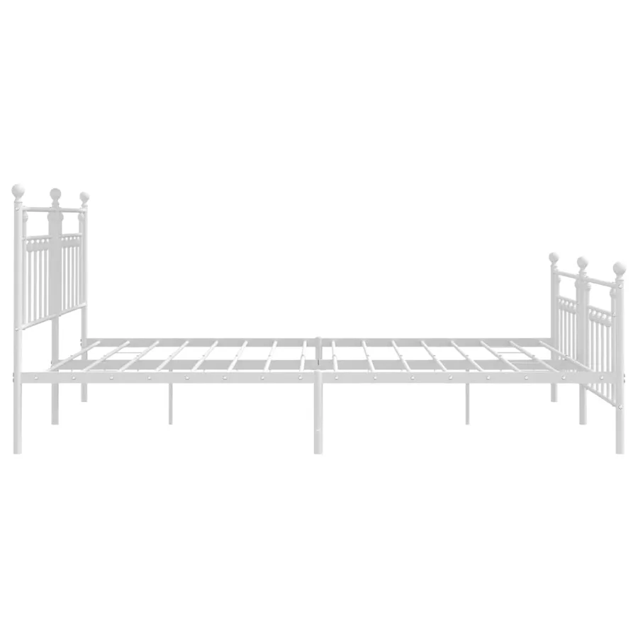Cadre de lit métal sans matelas et pied de lit blanc 200x200 cm - 7