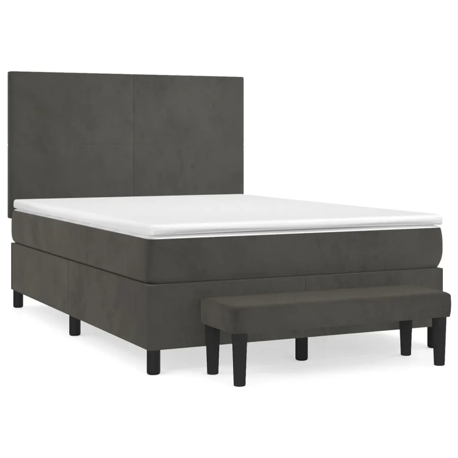 Sommier à lattes de lit et matelas Gris foncé 140x190cm Velours - 2
