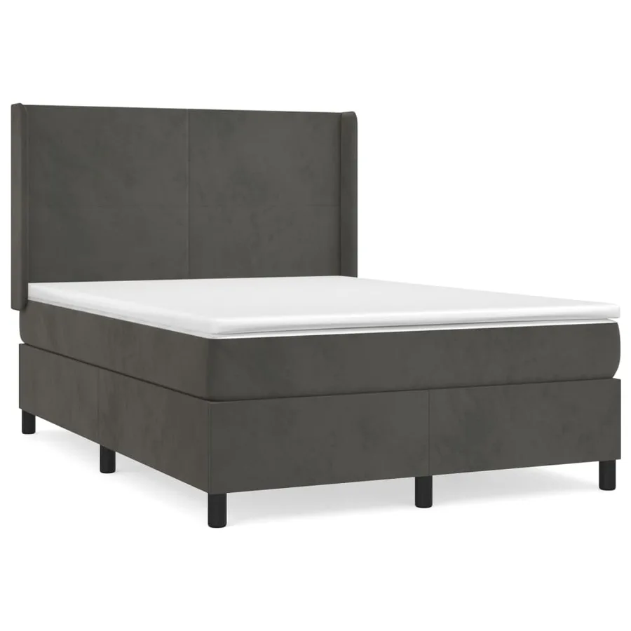 Sommier à lattes de lit et matelas Gris foncé 140x200cm Velours - 2