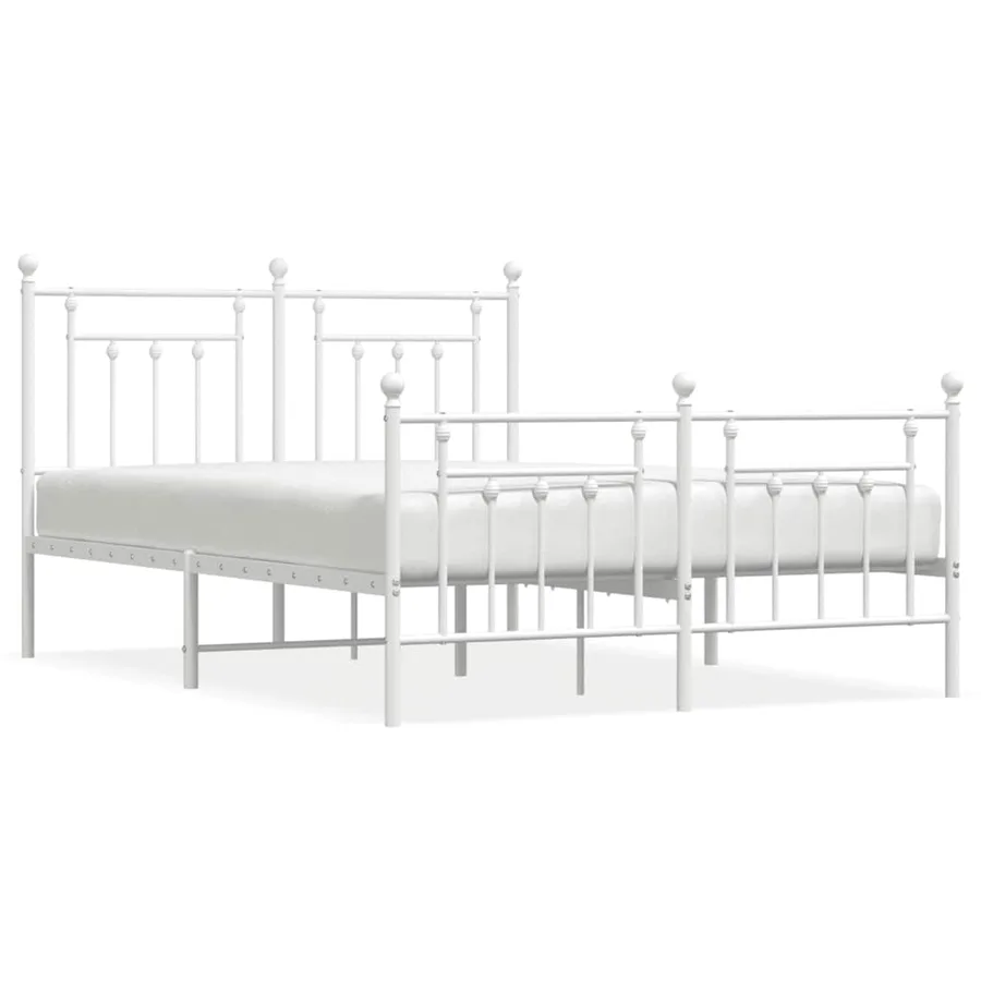 Cadre de lit métal sans matelas et pied de lit blanc 140x200 cm - 2