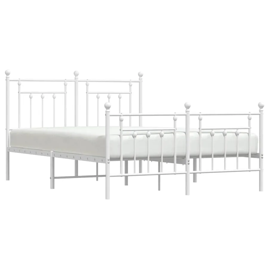 Cadre de lit métal sans matelas et pied de lit blanc 140x200 cm - 5