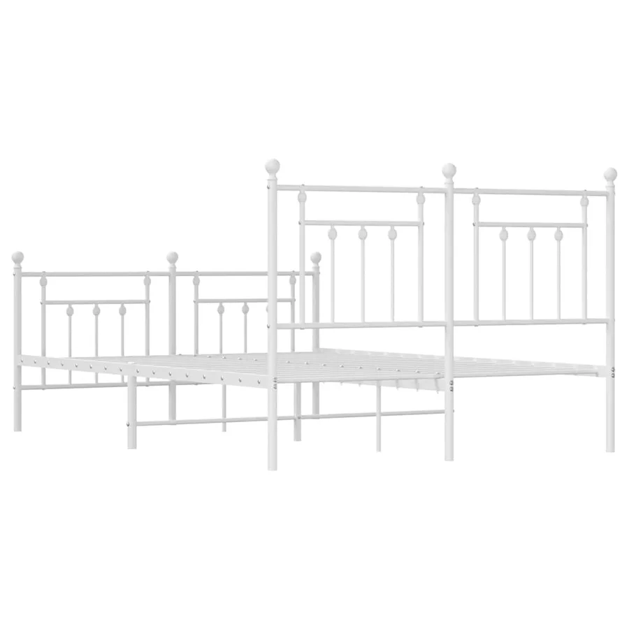 Cadre de lit métal sans matelas et pied de lit blanc 140x200 cm - 8