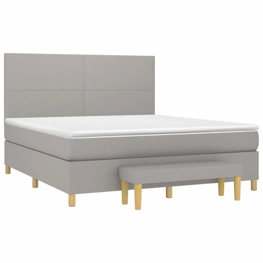 Sommier à lattes de lit avec matelas Gris clair 160x200cm Tissu - 3