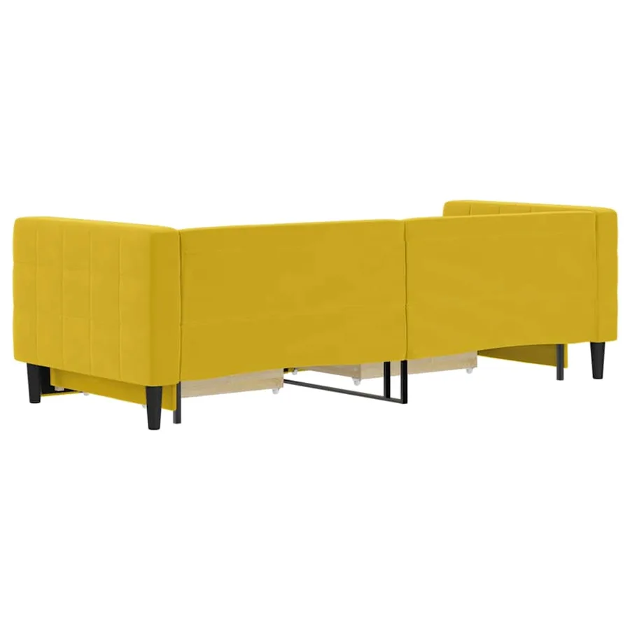 Lit de jour avec gigogne et tiroirs jaune 80x200 cm velours - 5