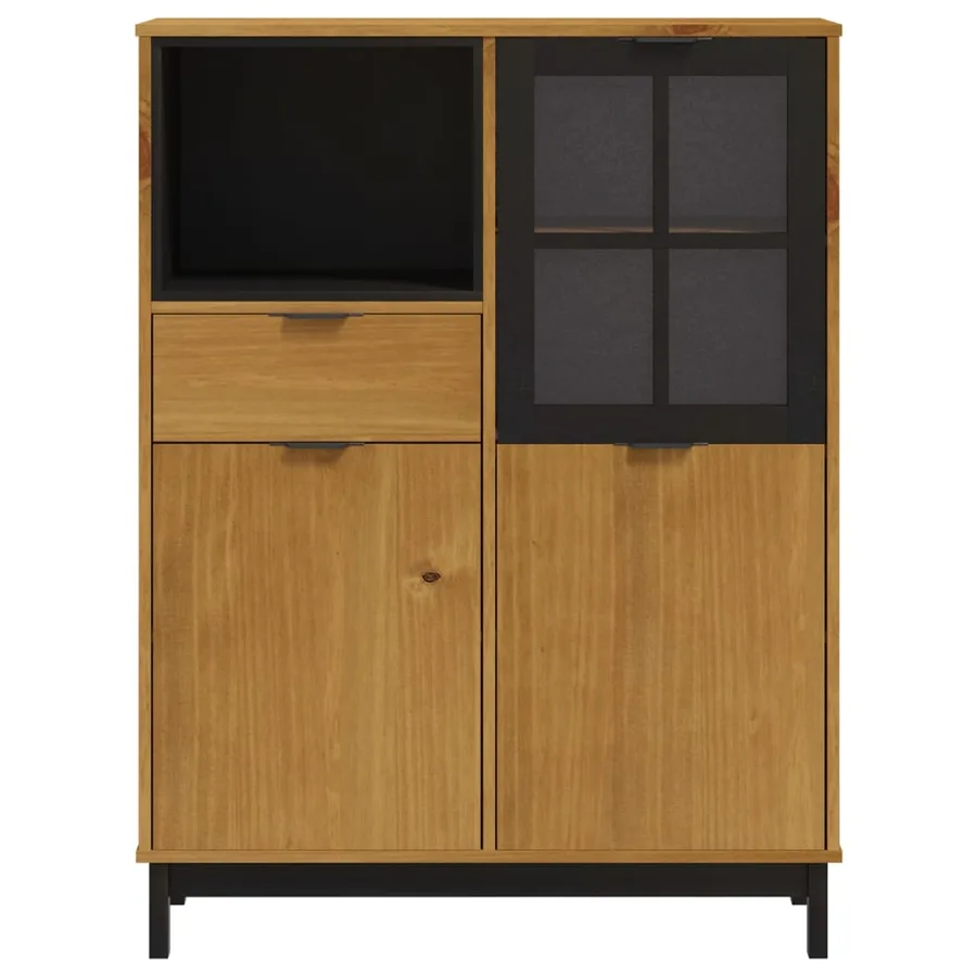 Buffet avec porte vitrée FLAM 92x40x122,5 cm bois massif de pin - 5