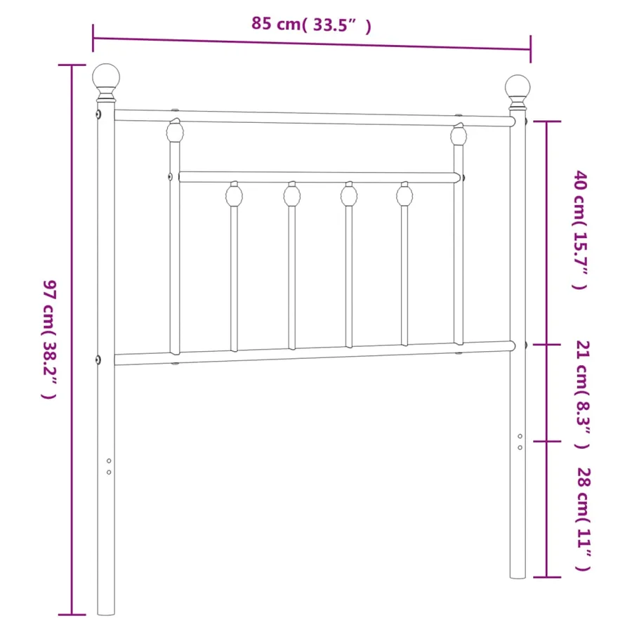 Tête de lit de remplacement métal blanc 80 cm - 7