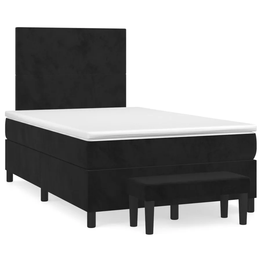 Sommier à lattes de lit avec matelas Noir 120x200 cm Velours - 2