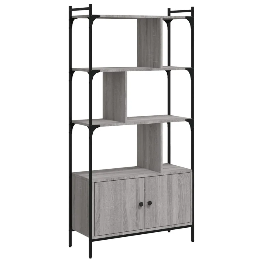 Bibliothèque avec portes sonoma gris 76,5x30x154,5 cm - 2