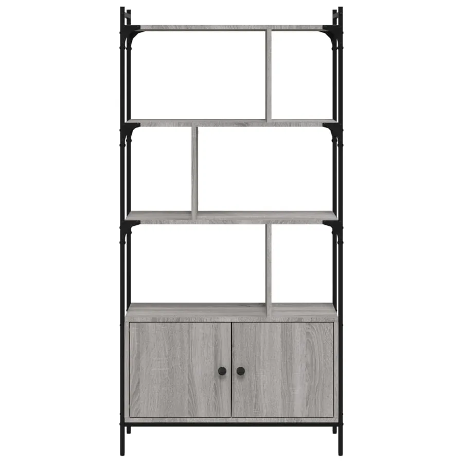 Bibliothèque avec portes sonoma gris 76,5x30x154,5 cm - 5