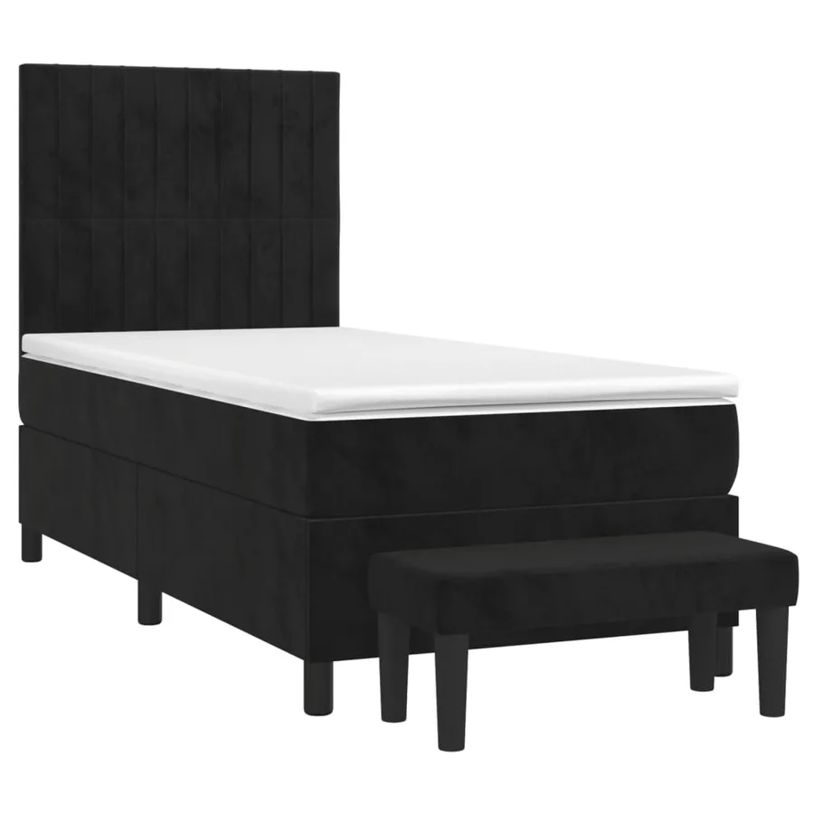 Sommier à lattes de lit avec matelas Noir 100x200 cm Velours - 3