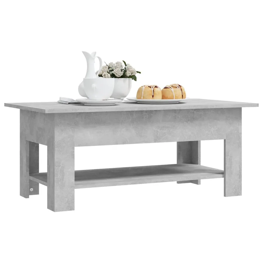 Table basse gris béton 102x55x42 cm bois d'ingénierie - 6