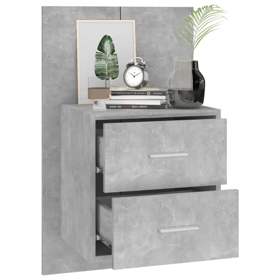 Tables de chevet murales 2 pcs Gris béton - 8