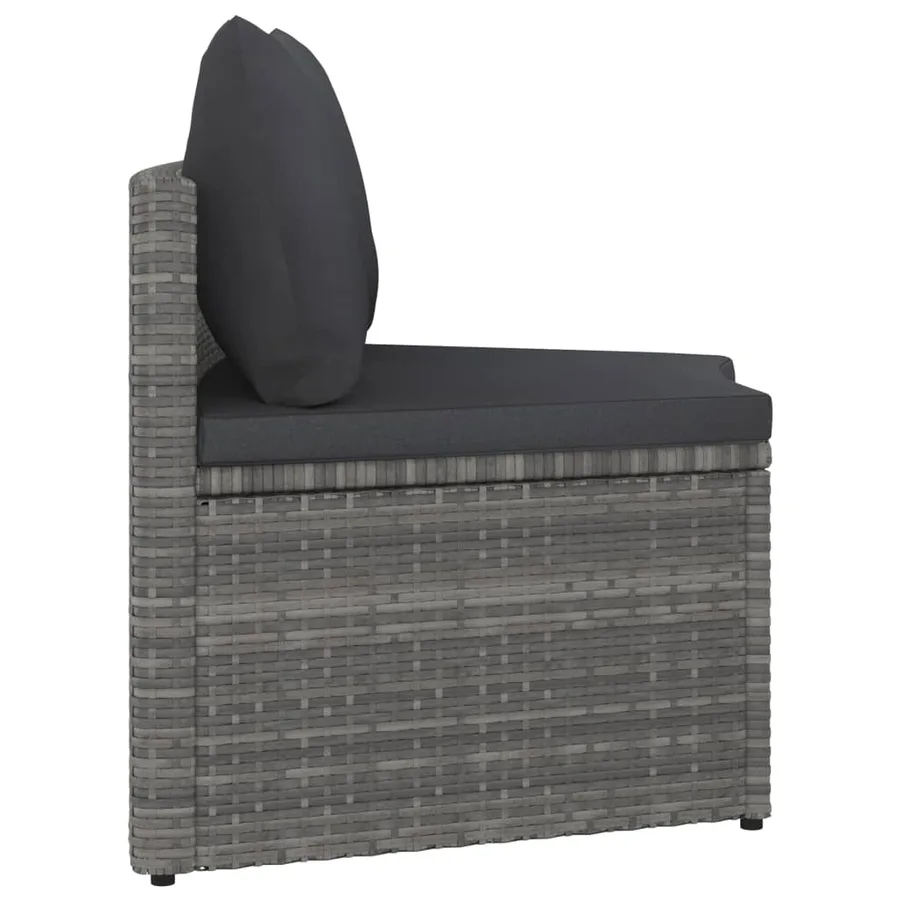 Salon de jardin 5 pcs avec coussins Résine tressée Gris - 12