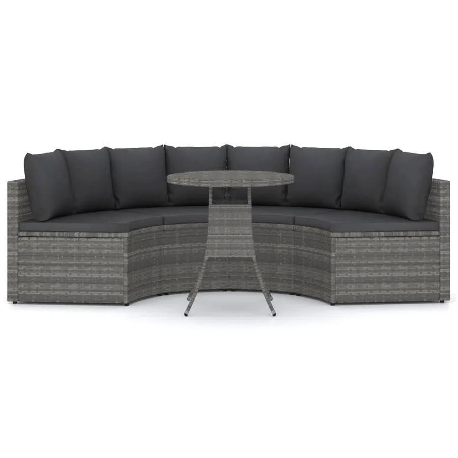 Salon de jardin 5 pcs avec coussins Résine tressée Gris - 3