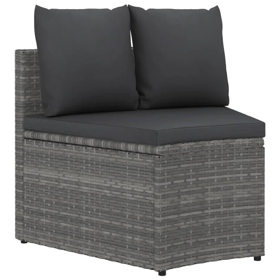 Salon de jardin 5 pcs avec coussins Résine tressée Gris - 4