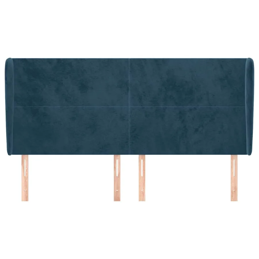 Tête de lit avec oreilles Bleu foncé 163x23x118/128 cm Velours - 3