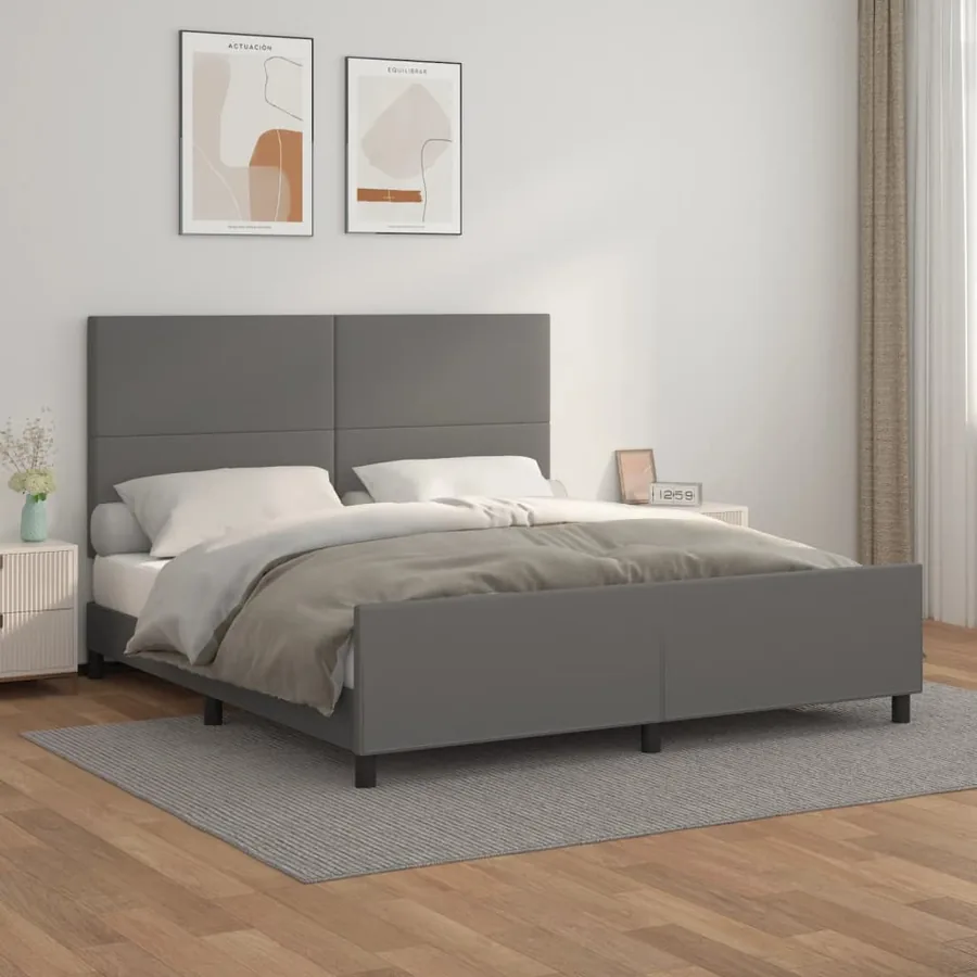 Cadre de lit sans matelas gris 160x200 cm similicuir