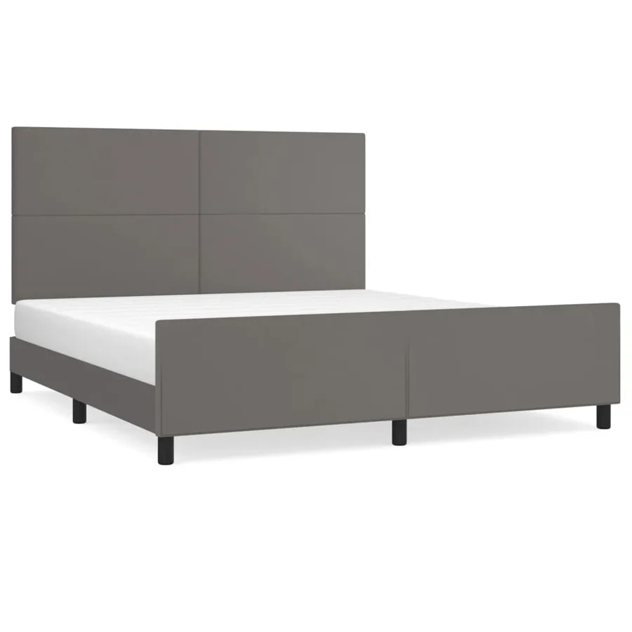 Cadre de lit sans matelas gris 160x200 cm similicuir - 2