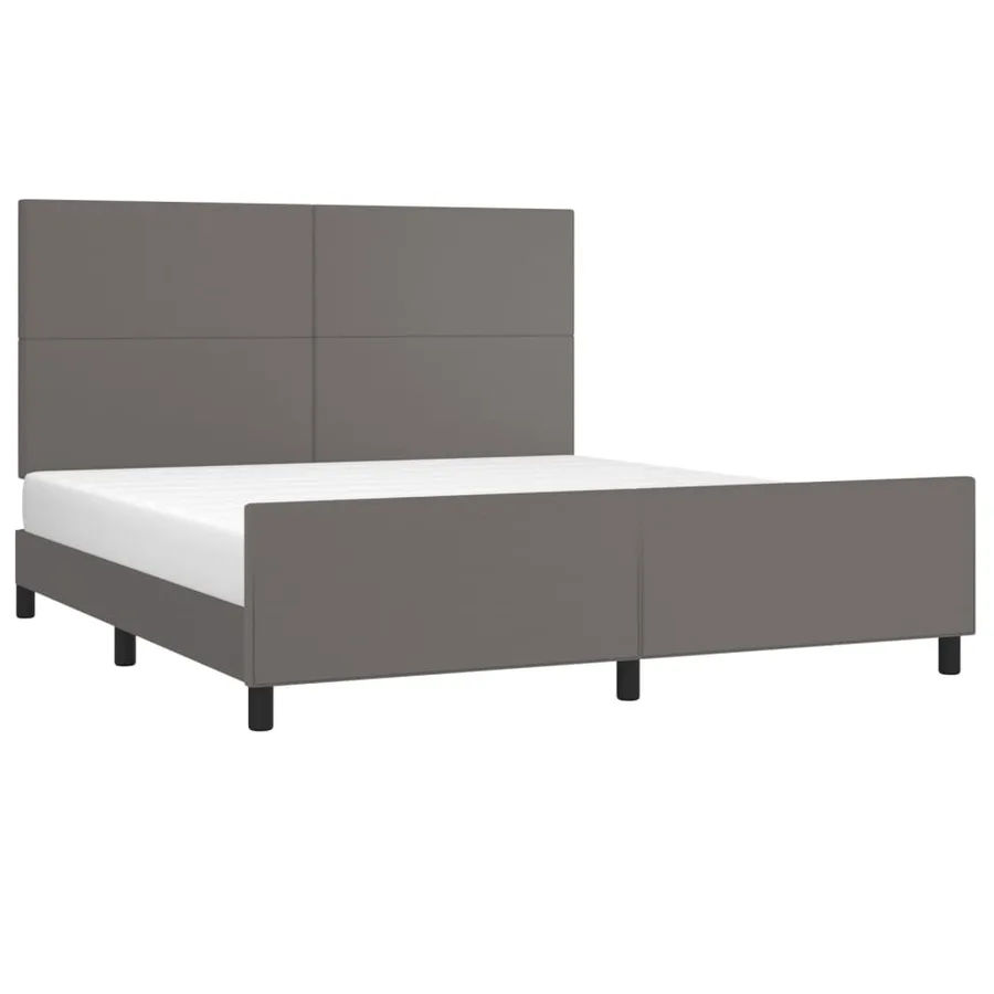 Cadre de lit sans matelas gris 160x200 cm similicuir - 3