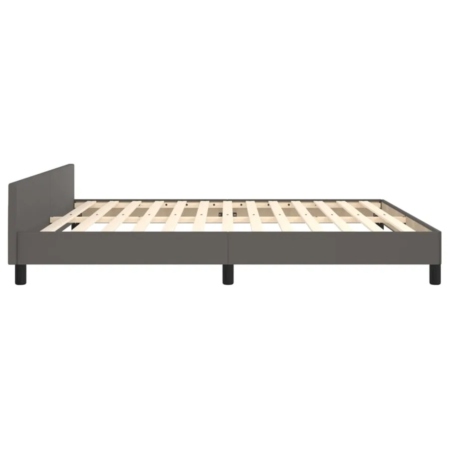 Cadre de lit sans matelas gris 160x200 cm similicuir - 7